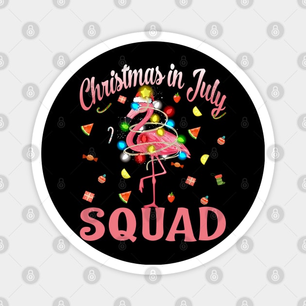 Flamingo Christmas In July Squad Funny Summer Xmas Magnet by eyelashget